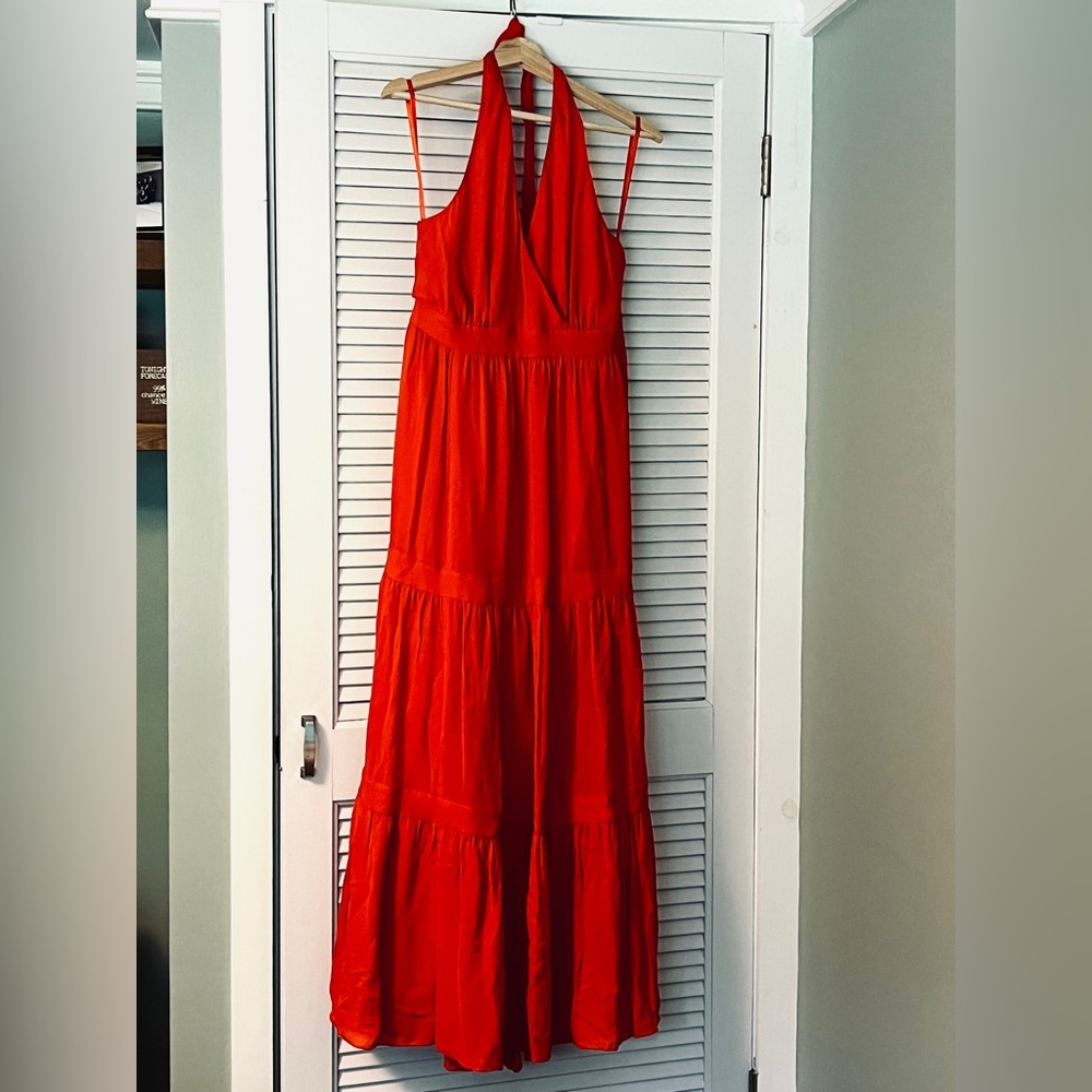 Talbot’s Silk Halter Style Tiered Maxi Dress